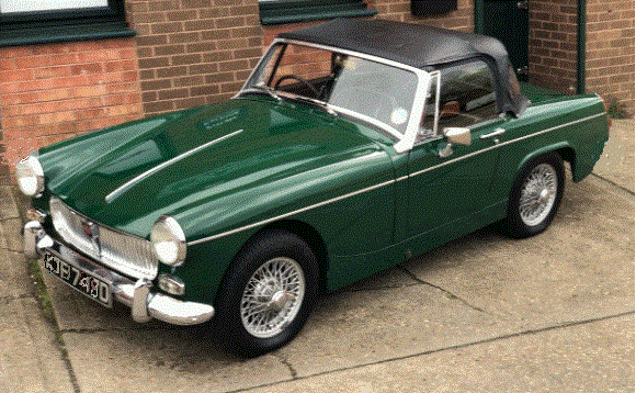 Alan's MG Midget in BRG reg KJB748D