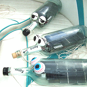 three GPS bottles, ready to go