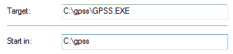 properties of GPSS.EXE must have correct 'Start in'