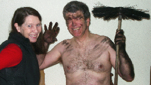 Robin cleans the chimney