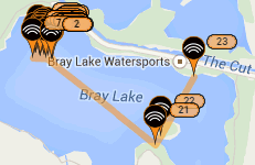 Snoopy drifted to behind island