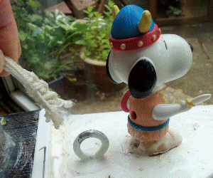 string broke that ties the jib to the deck