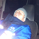 Dick having a kip in his car